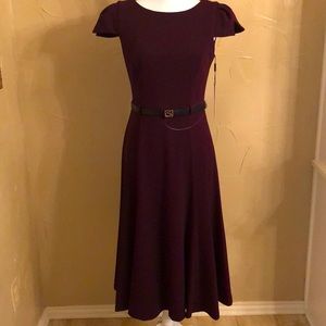 Calvin Klein belted dress with cap sleeves, NWT, 4